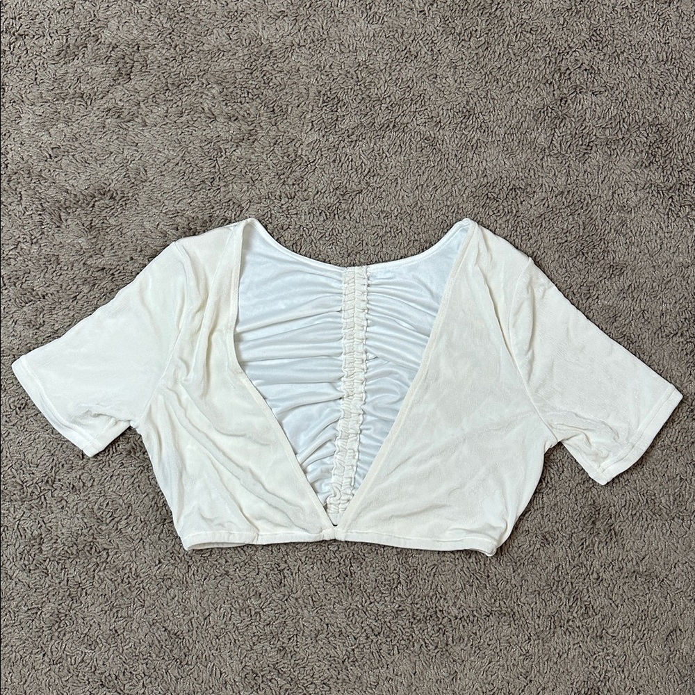 Suboo - The Liz Rouched Crop Reversible Top - Cream - Picture 7 of 11